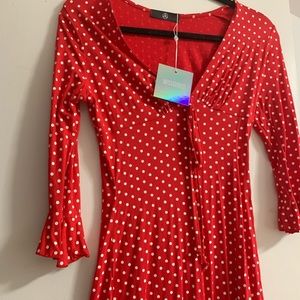 Red polka dot Misguided dress